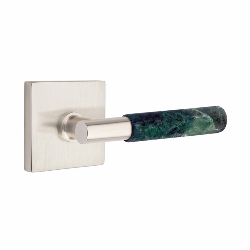 Ensemble de leviers de passage Emtek Select, rosette carrée, tige en T, poignée en terrazzo clair, gauche
