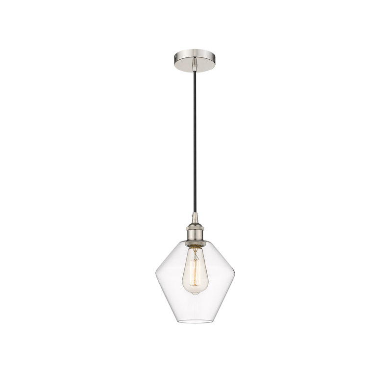 Luminaire suspendu conique à 1 lumière Gabbie, Transparent, Nickel poli
