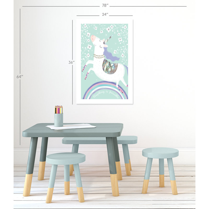 Roulé «Rainbow Unicorn», impression sur papier, H 36 po x l 24 po x P 1 po