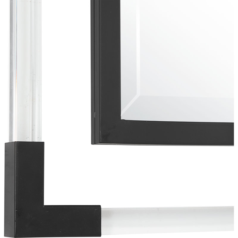 Waleska Metal Wall Mirror, 38" x 28", Black
