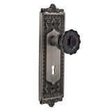 Egg & Dart Plate with Decorative Keyhole and Crystal Black Door Knob