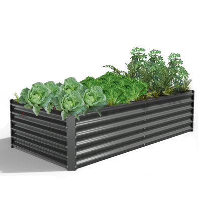 3-pack Gray Metal Rectangular Raised Garden Bed Planter Boxes For Vegetables Flowers Herbs (72 In. L X 36 In. W X 18 In. H)