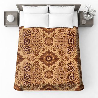 Couvre-lit matelassé beige à motif mandala toutes tailles