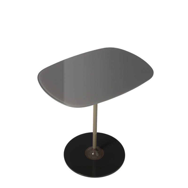 Thierry Gray Square Petite Metal & Glass Table by Piero Lissoni