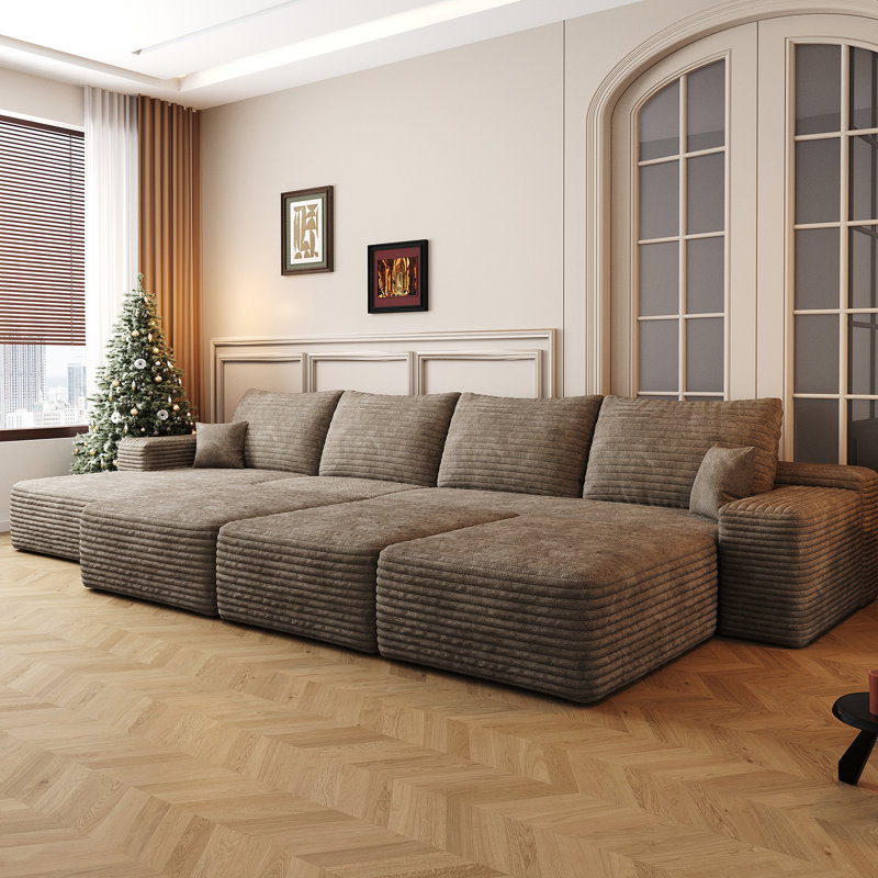 Luxueux canapé-lit modulaire pour salon avec tissu moelleux et sans assemblage