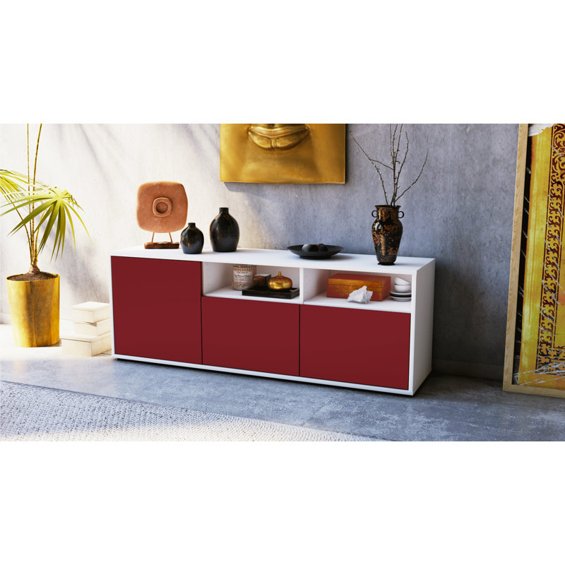 Wysocki Unfinished TV Stand for TVs up to 60", Red / Matte White