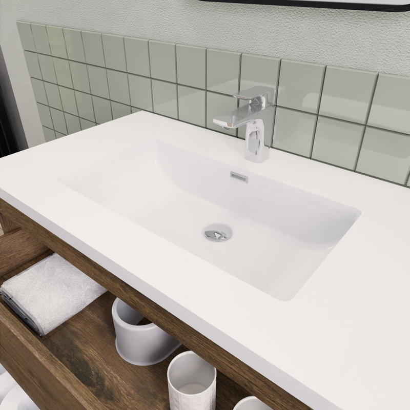 Meuble-lavabo flottant simple 36 po Alcester Ivy Bronx, Palissandre