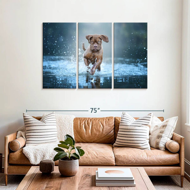 Splashing Mastiff Dog, 36" H x 57" W