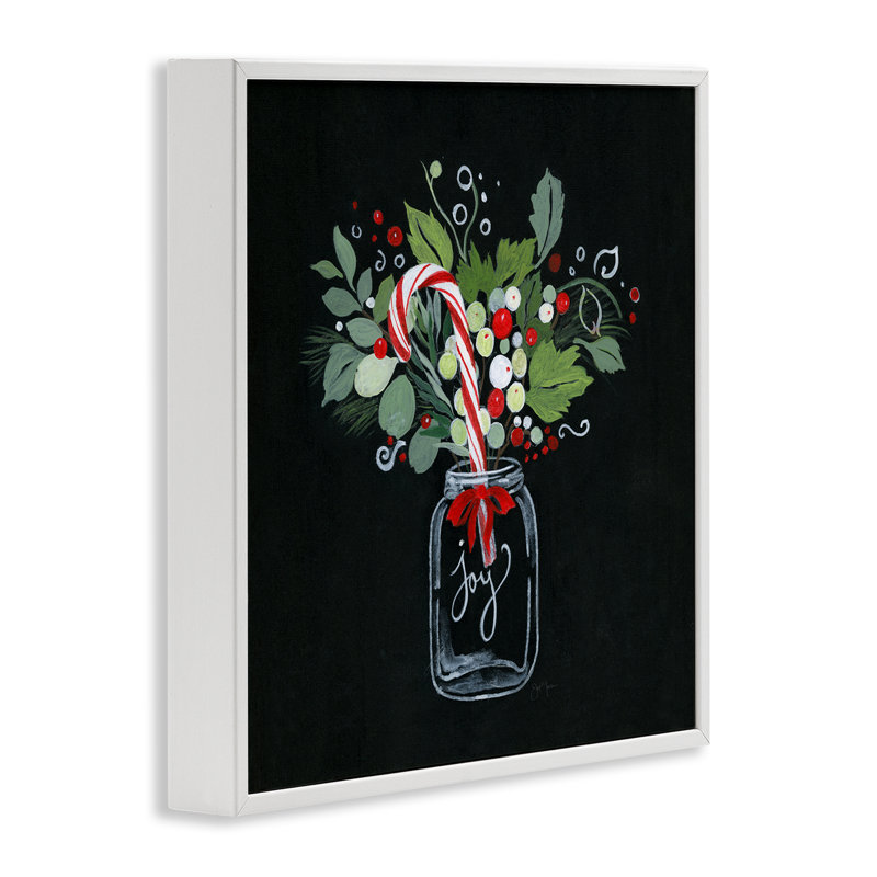 Joy Joy Cane Jar, art de la giclée encadrée par Janet Tava, Giclée encadrée blanc bord de mer, H 24 po x l 24 po