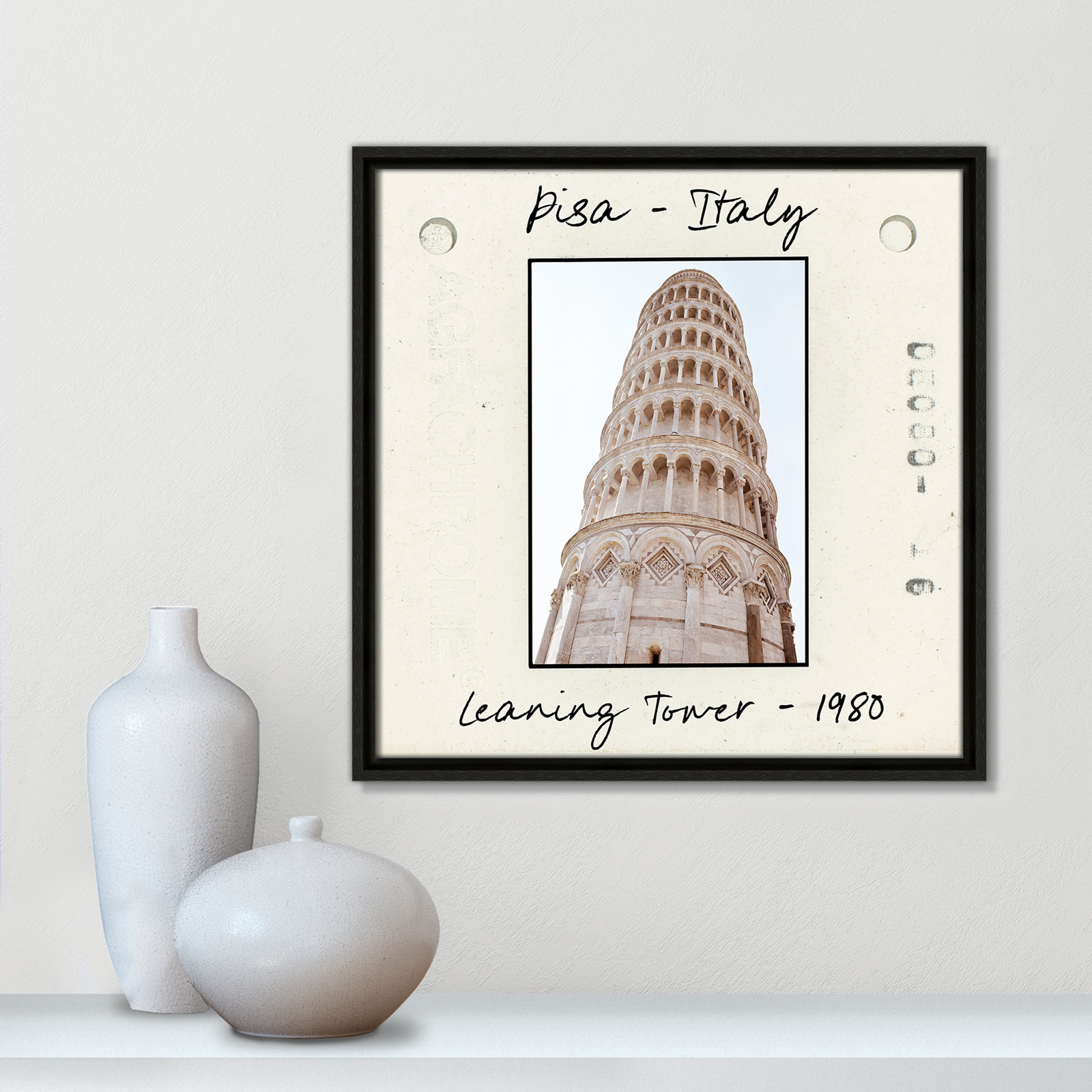 Ritona "Pisa, Italy - Leaning Tower" Print, Espresso Floater Framed Canvas, 17.5" H x 17.5" W x 2" D