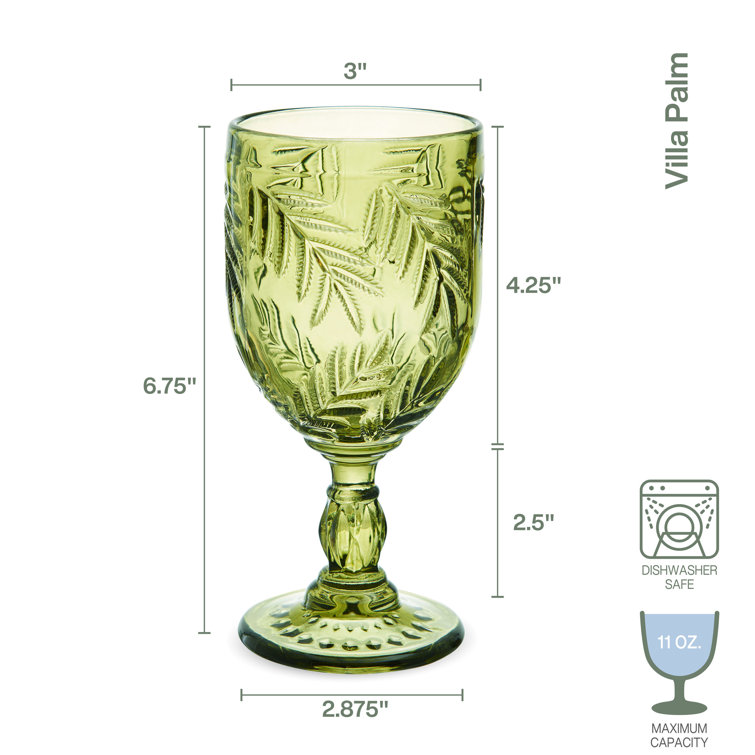 Fitz and Floyd Villa Palm Highball Glasses Green - Set of 4