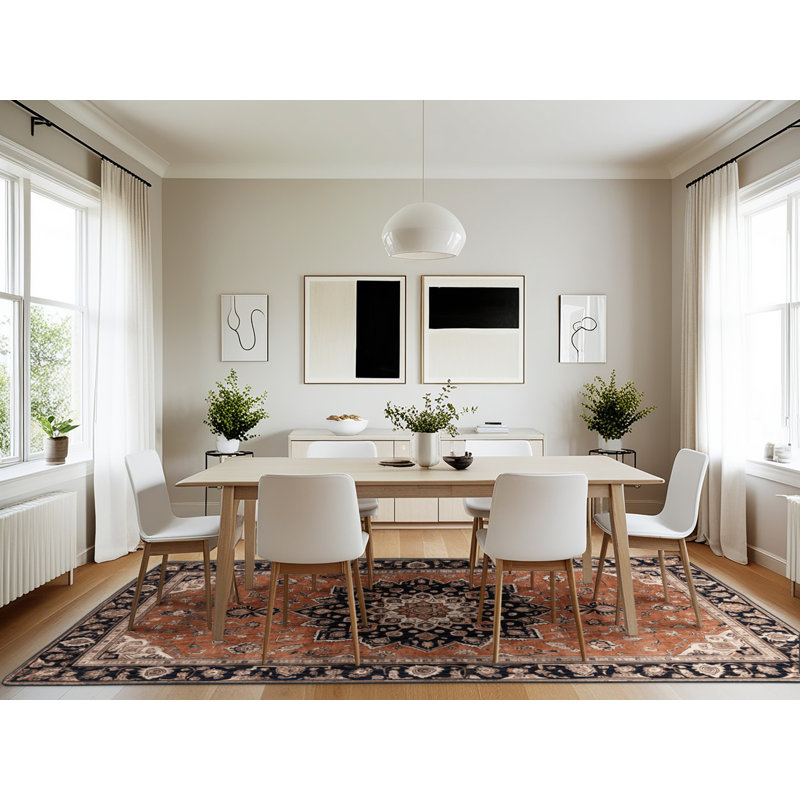 Machine Washable Persian Brown Area Rug, Rectangle 7' x 10'