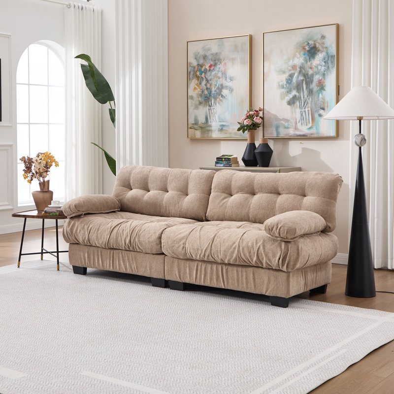 Canapé modulaire Cloud Couch, canapé modulaire moderne pour causeuse pour le salon, canapé modulaire à assise profonde avec coussins d'accoudoirs, canapé Flanelette avancé et confortable pour la chambre à coucher (4 oreillers)