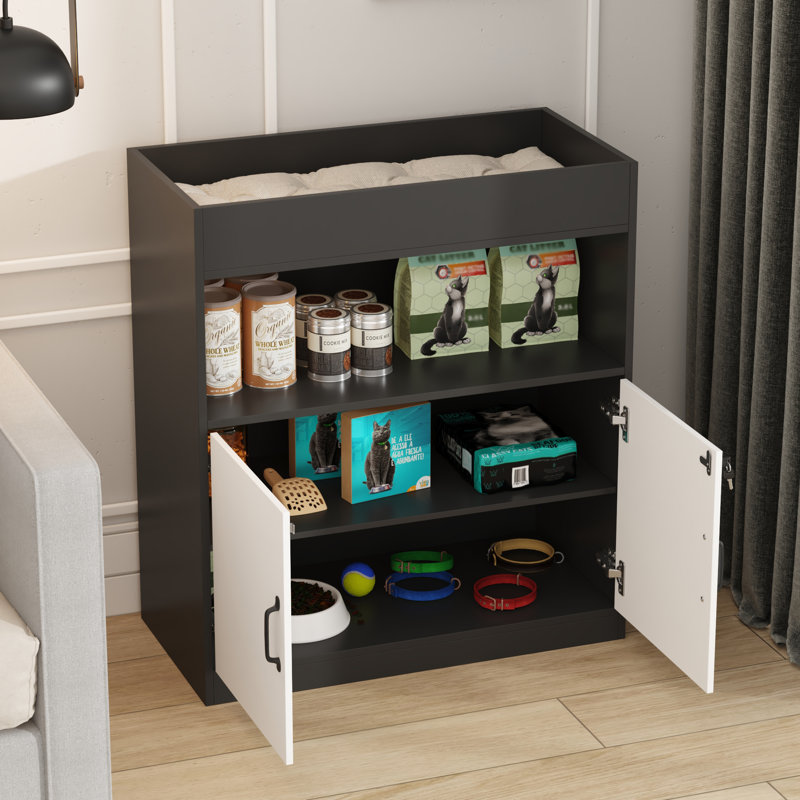 Buffet moderne noir et blanc avec rangement et conception anti-basculement