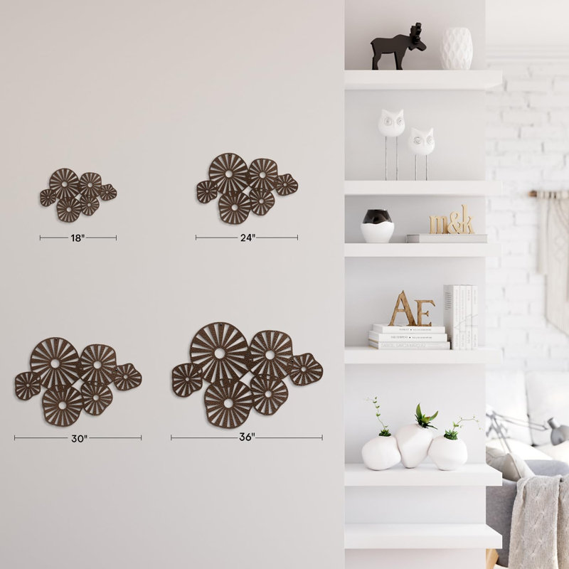 Décoration murale en métal, H 12 po x l 24 po x P 0,05 po, Bronze