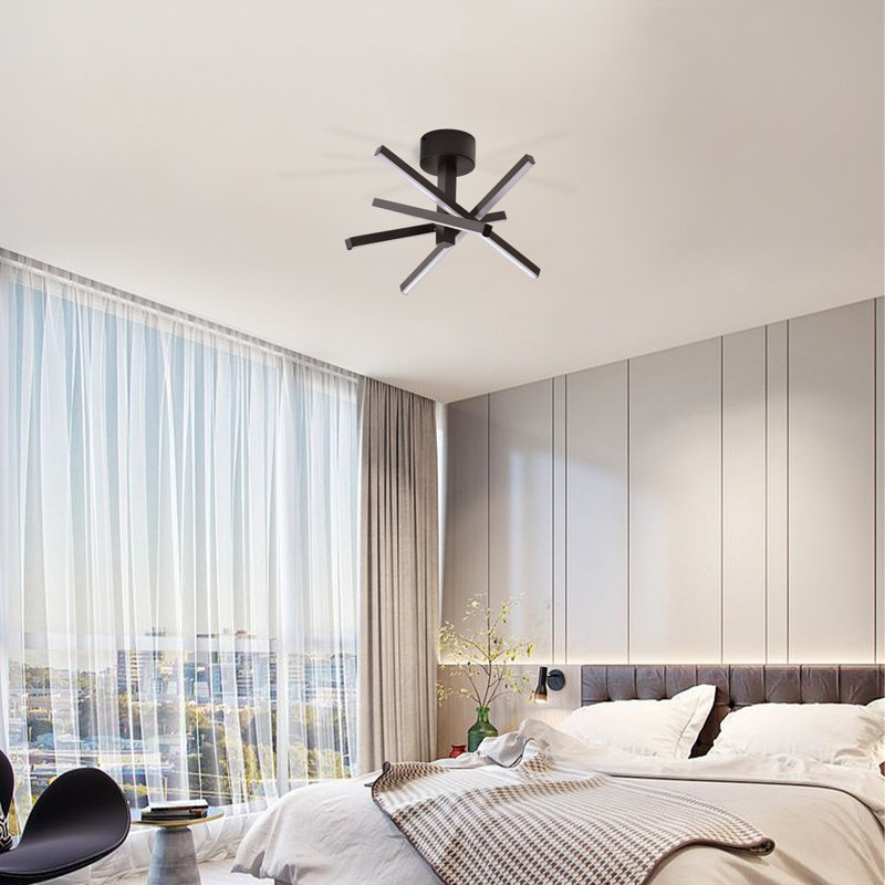 22W Geometric Black Flush Mount Ceiling Light, 12 Inch 4-Light Integrated LED Fixture