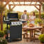 Barbecue au propane à 3 brûleurs avec tablettes latérales, thermomètre, roues et ouvre-bouteille pour la cuisine