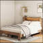Structure de lit plateforme en bois pour grand lit avec rangement, tête de lit à DEL, 2 ports USB, aucun sommier requis, assemblage facile, brun foncé-1402400222-1402400218