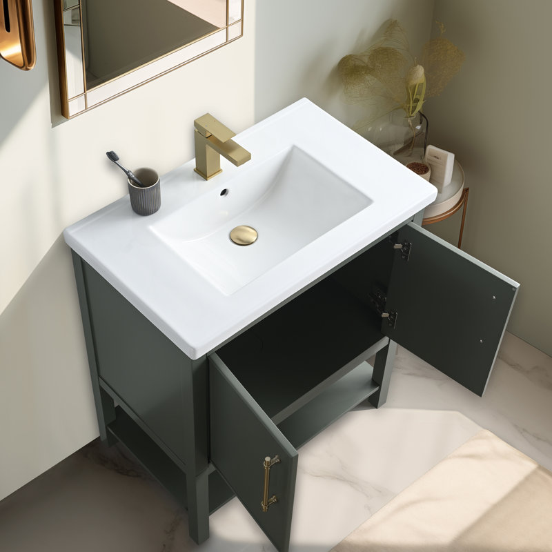 Ensemble de meuble-lavabo simple 30 po Jewell, Vert rétro / laiton antique