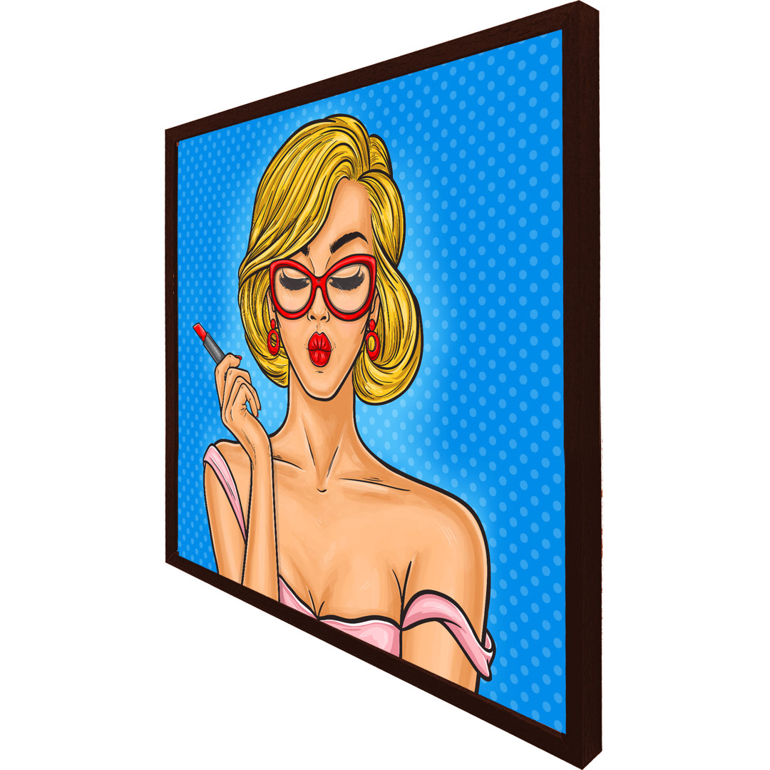Inniswold Pop Art Illustration Woman Paints Her Lips - Single Picture Frame Print
