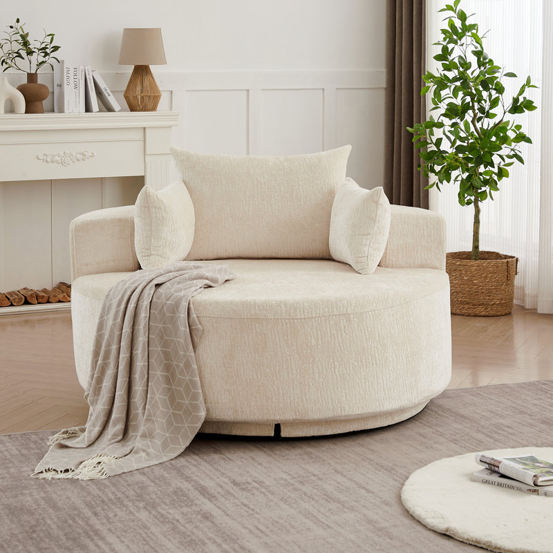 Fauteuil pivotant en polyester de 55 po - mousse, canapé moderne moelleux, pivotant à 360 degrés - multi-pièces