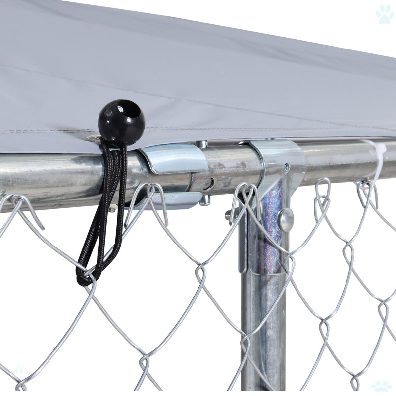 Niche pour chien d'extérieur avec auvent imperméable, H 71,72 po x l 181,07 po x P 180,89 po