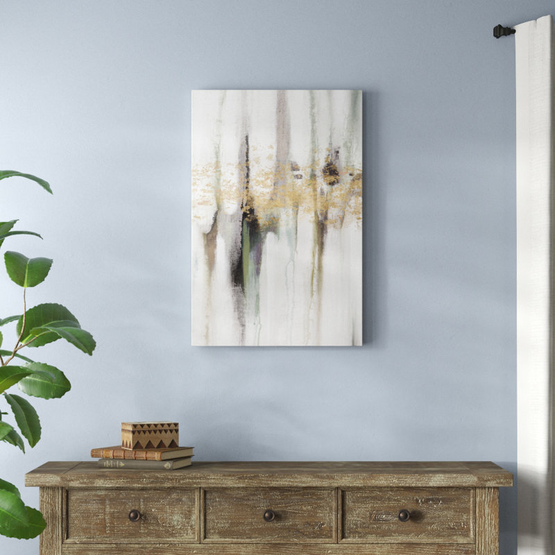 «FaIIing Gold Leaf I», peinture sur toile, H 36 po x l 24 po