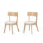 Ensemble de 2 chaises de salle à manger rembourrées modernes, bois d'hévéa, naturel et beige