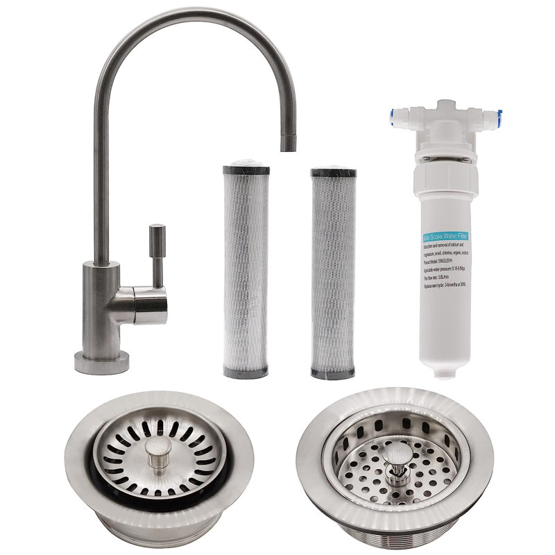 Westbrass Kitchen Faucet with Soap Dispenser, Stainless Steel