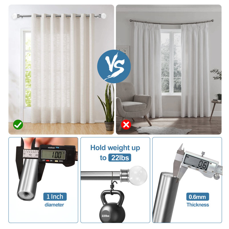 Tringle à rideaux simple Adelia, De 28 po à 48 po de largeur, Acier brossé