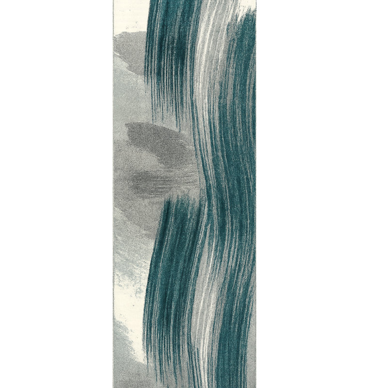 Tapis de couloir intérieur abstrait bleu / blanc 2 pi x 25 pi (2 pi 3 po x 25 pi) Branch Branch Rivah