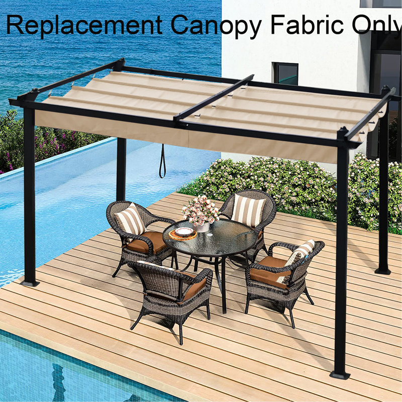 Auvent de remplacement pour pergola de terrasse extérieure de 13 pi x 10 pi - Protection kaki, hydrofuge, housse de parasol à installation sans effort, imperméable, processus rapide