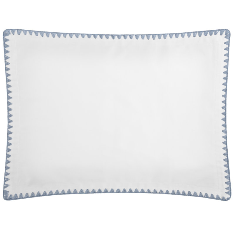 Poppy 100% Cotton Percale Shams, white/ ocean blue, Standard