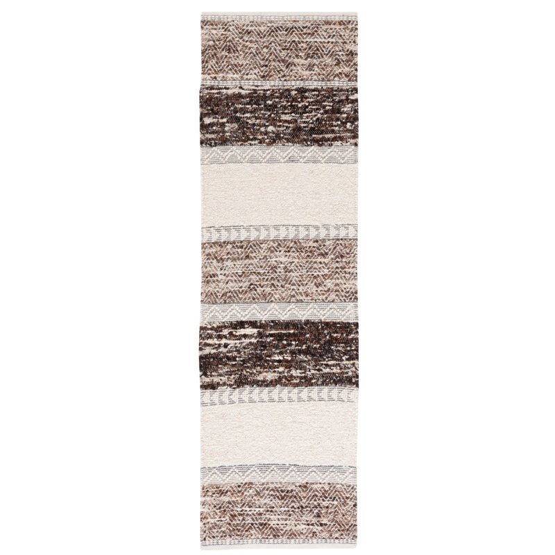 Pante Macassar Southwestern Hand-Woven Cotton/Wool Brown/Ivory/Black Area Rug, Runner 2'3" x 8'