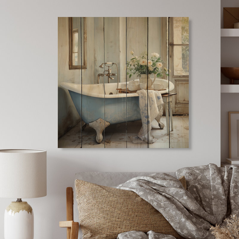 Impression sur bois «Bath Laundry Serenity Soak», H 35 po x l 35 po x P 0,78 po