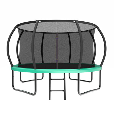 12FT Recreational Kids Trampoline With Safety Enclosure Net & Ladder, Outdoor Recreational Trampolines