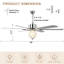 Ventilateur de plafond 65 "en cristal moderne 65" avec lumières et télécommande, ventilateur de lustre réversible à 6 vitesses
