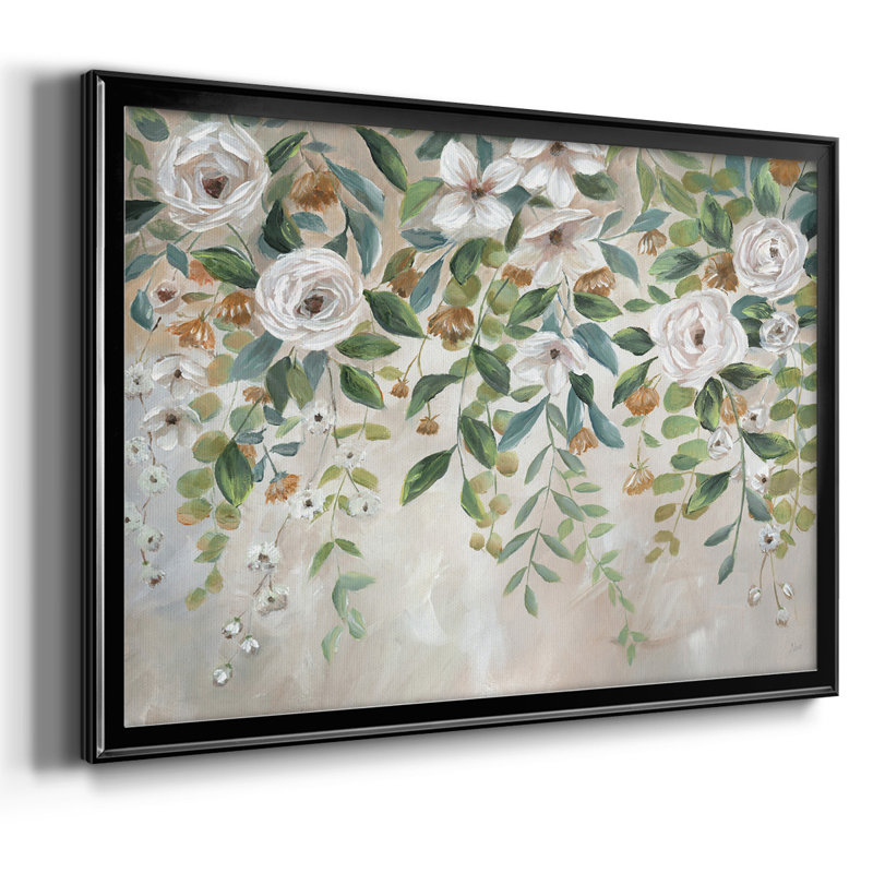 Cascade de fleurs encadrées sur toile, Noir, H 14 po x l 20 po x P 1,5 po