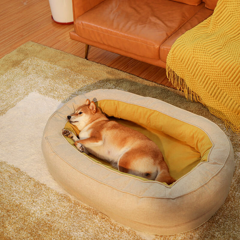  Lit pour chien lavable Donut, jaune ginkgo, taille XL, Jaune