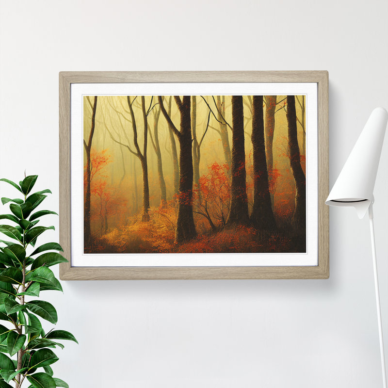 Uplifting Autumn Forest - Framed Print, 34cm H x 46cm W x 2cm D, Oak