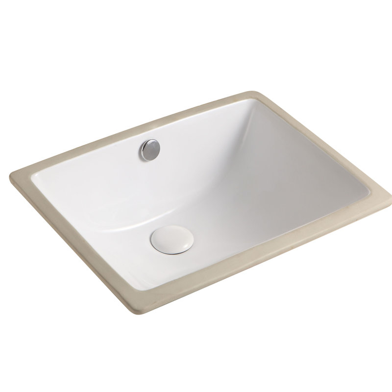 Lavabo de salle de bain rectangulaire encastré en céramique avec trop-plein Tammi