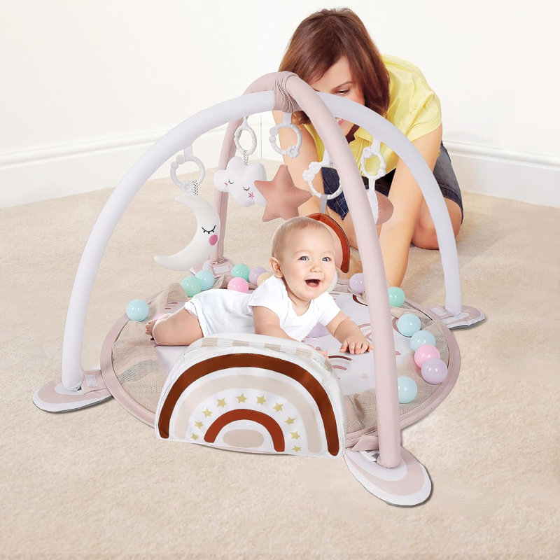 Tapis de jeu pour bébé, gymnase pour bébé, 30 balles et 5 jouets pour bébé