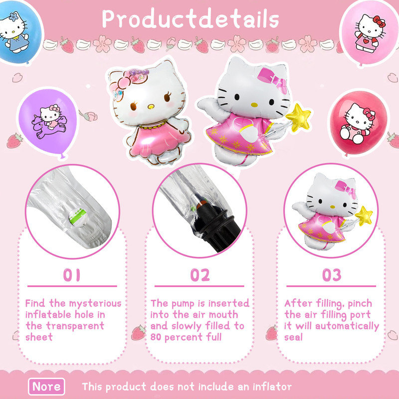 Hello Kitty Balloon Party Decorations, 18 Pieces Hello Kitty Birthday Decoration Balloons Set