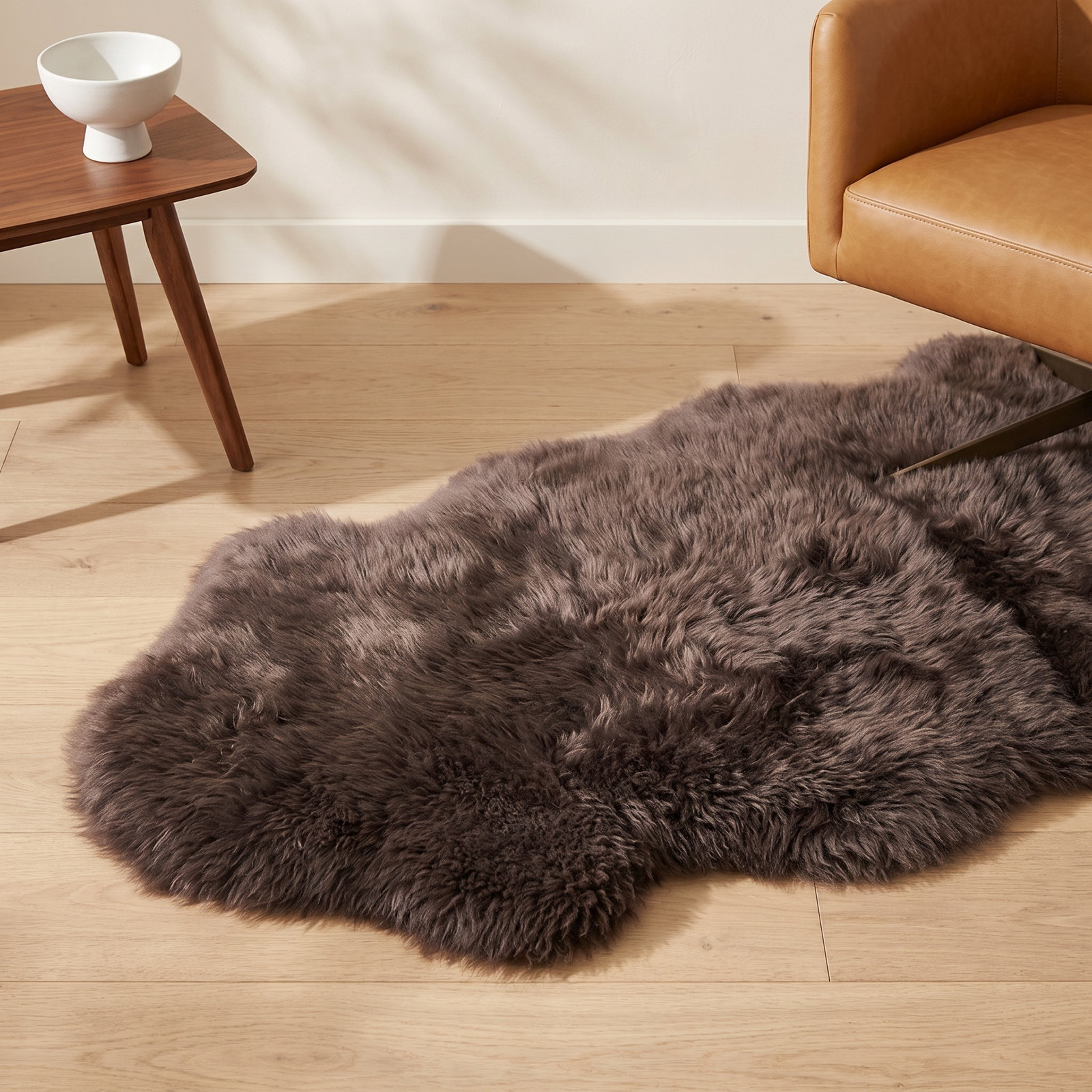 Izola Chocolate Handmade Sheepskin Rug, 2' x 3'