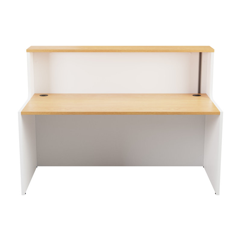Buariki Rectangle Synthetic Laminate Reception Desk, Oak/White