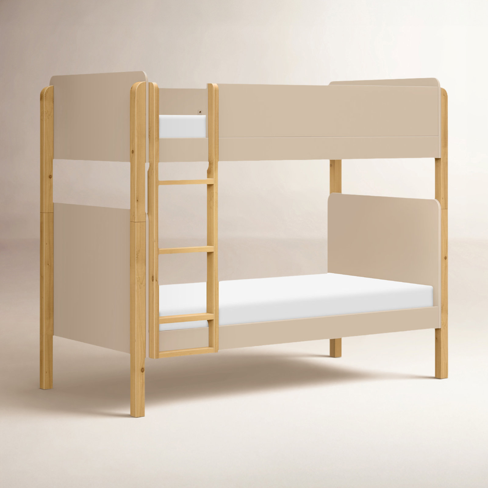 TipToe Twin Bunk Bed, Taupe/Honey
