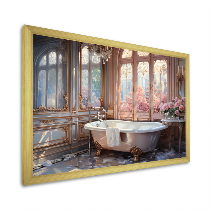 Étagère de salle de bain Glow II - imprimé, Encadrement doré, H 16 po x l 32 po x P 1 po