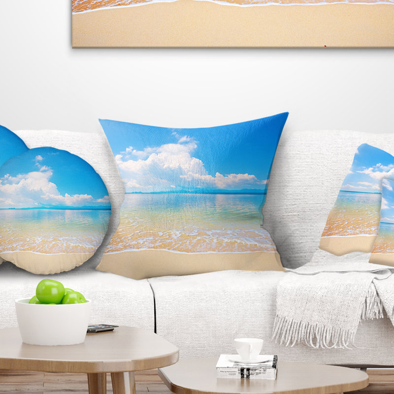 Oreiller pour photos de grande taille au-dessus de la plage calme de mer, 18 po x 18 po, Coussin décoratif
