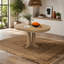 Table de salle à manger ronde extensible de style campagnard pour cuisine ou salle à manger (finition en bois naturel)-249157911