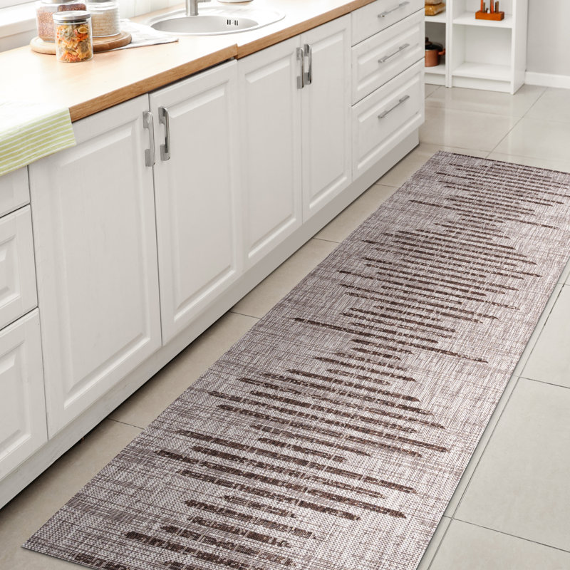 Tapis d'intérieur / extérieur à rayures berbères Eastville, Tapis de couloir 2 pi 2 po x 8 pi